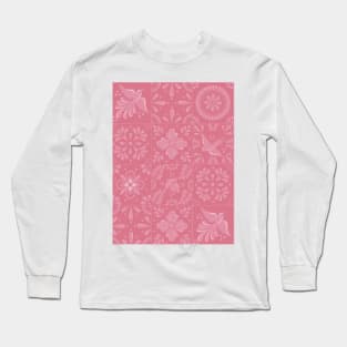 Mexican Light Pink Talavera Tile Pattern by Akbaly Long Sleeve T-Shirt